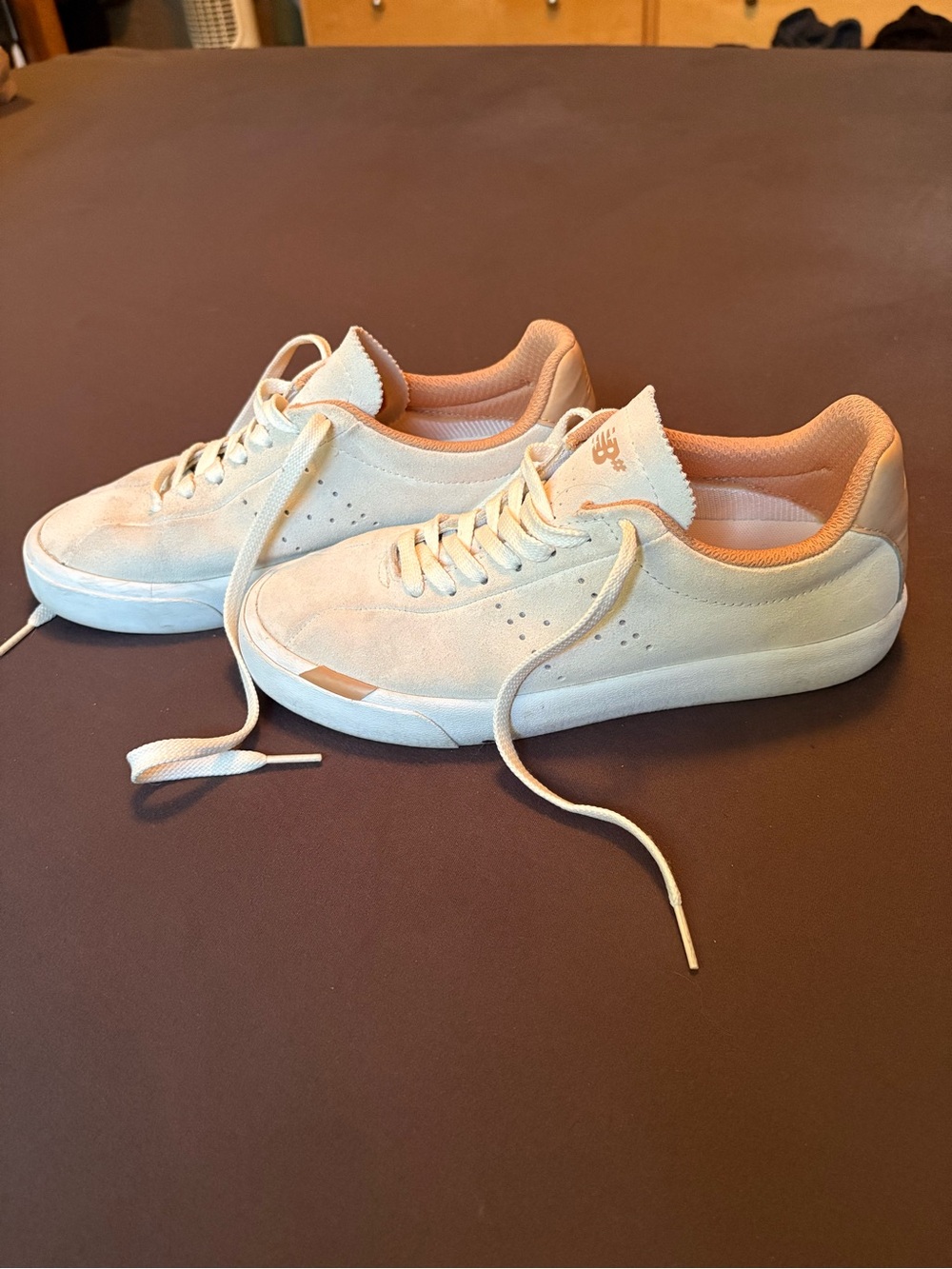 New Balance Cream Suede Sneakers